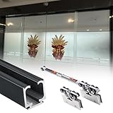 Komplettes Schiebetür-Hardware-Set für Büro-Bypass-Scheunentore mit Absenkautomatik, obere Schiene für Spiegelschranktüren, Kleiderschrank, Schiebetüren, Scheunentüren (Schwarz, 2 m, 2 m)