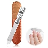Nagelfeile Metall – Professionelle doppelseitige Edelstahl Nagelfeile, waschbar & langlebig, Nagelfeile Set für Naturnägel & Gelnägel, Buffer für Nägel, Zubehör für Nagelfräser, mit Lederetui für Dame