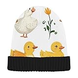 Cartoon-Beanie-Mütze, niedlich, Ente, weiß, für Erwachsene, lässiger Totenkopf, einzigartig, schlicht, klassischer Stil, einzigartig