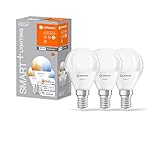 LEDVANCE Smarte LED-Lampe mit WiFi Technologie, Sockel E14, Dimmbar, Lichtfarbe änderbar (2700-6500K), ersetzt Glühlampen mit 40 W, SMART+ WiFi Mini Bulb Tunable White, 3er-Pack