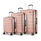 Amazon Basics Erweiterbares Hartschalengepäck-Set (S + M + L) – ABS-Reisegepäck mit 4 Spinner-Doppelrollen – Kratzfeste und leichte Konstruktion – Roségold