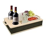 couchbar snackbox ， Knietabletts zum Essen mit Snackschalen aus Edelstahl ， Serviertablett aus Holz für Fernbedienung/Snacks/Getränke