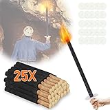 Ansobea 25 Stück Wachsfackel, 42cm Fackel mit 45 Minuten Brenndauer mit Handschutz, Fackeln für draußen, Lagerfeuer, Outdoor