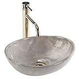 Rea Ovales Aufsatzwaschbecken aus Keramik Sofia Mini Kashmir Oval Grey - 35X26X12,5CM