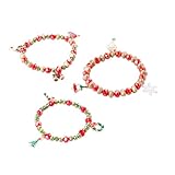 Gatuida 3 Stück Weihnachtsarmband mit Schneemann und Bonbon Anhängern Modischer Handgelenkschmuck Dekoratives Partyarmband für Frauen und Mädchen