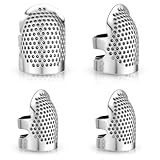Apausvcm 4 Stück Fingerhut,Nähen Fingerhut,Verstellbarer Handgefertigter Fingerhut zum Nähen,Nähen Fingerschutz aus Metall,Sewing Thimble Ring zum Sticken Basteln Handnähen DIY-Nähwerkzeuge
