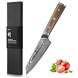 Wakoli Damastmesser Kiritsuke Küchenmesser mit 15 cm Klinge aus 67 Lagen Damaststahl und VG10 Kern, V-Schliff 12–14°, Walnussholzgriff ergonomisch, scharfes Kochmesser vielseitig mit Geschenkbox
