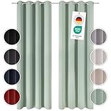 Blumtal Verdunklungsvorhänge 2er Set - Thermovorhang Kälteschutz - Vorhang blickdicht mit Ösen - Gardinenschals mit Schlaufen - Thermovorhang Fenster - Gardinen 225x140 cm - Wohnzimmer Gardinen - Grün