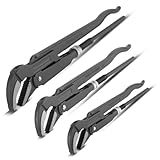 STAHLWERK Rohrzangen Set 3-teilig 1, 1,5, 2 Zoll | S/45° Zangen Set aus Chrom-Vanadium 330 mm, 425 mm, 535 mm| pulverbeschichtete Wasserpumpenzange mit gehärteten Backen und versetzter Verzahnung