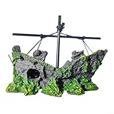 Aquarium Landschaftsbau Harz Kriegsschiff Ornament mit Belüftungskammern und sicherem Material, entworfen, um Schwimmplatz zu bieten und das Aquarium visuellen Reiz zu verbessern (gebrochenes Schiff)