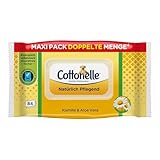 Cottonelle Feuchtes Toilettenpapier, Natürlich Pflegend - Kamille & Aloe Vera, Biologisch Abbaubar, Plastikfrei, Wiederverschließbar, 1 x 84 Feuchttücher (Einzelpack)
