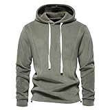 Herbst und Winter Neue Männer Langarm Hoodie Trend 100 Paar Fleece Warm Hoodie (Army Green, XL)