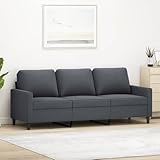 Emmtore Sofa 3-Sitzer, Loungesofa Couch mit Armlehnen Rückenkissen, Wohnzimmersofa Designsofa mit Metallgestell, Sitzmöbel Dreisitzer Samt,Dunkelgrau,180 cm