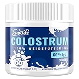 Veenuule Colostrum Pulver Ergänzung, Upgrade Rezept mit 60% Natürliche IgG (Immunglobuline), Weidemilch-Kuhkolostrum, Nicht-GVO, Geschmacksneutral, 50 Portionen (1er Pack)