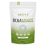 Nutri + BCAA Pulver Neutral - hochdosiert + vegan ohne Süßungsmittel, Zucker, Zusatzstoffe, Geschmack - Natural BCAAs Instant Powder unflavored 300 g