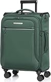 ABISTAB Weichschalenkoffer erweiterbar - Handgepäck Koffer klein 55x38x23cm, Stoffkoffer Trolley wasserfest, Reisekoffer mit 4 Rollen & TSA Schloss, 52 Liter, Dunkelgrün