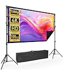 Leinwand Beamer mit Stativ, Kescron 100 Zoll Projector Screen Tragbare Indoor Outdoor Projektor, Rückseite 16:9 HD Faltbare Mobile Projektion Leinwand mit Tragetasche für Haus Hinterhof Theater Nächte