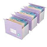 Fächermappen, 7 Akkordeon-Taschen mit 3,1 cm erweiterbarem Aktenordner, mehrfarbige Reiter, Briefgröße für Aktenschrank, 3 Packungen (Pastell-Lavendel)