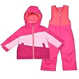 Arctic Quest Kleine Mädchen Lätzchen Schneehose und Skijacke Wasserabweisend Schneeanzug für Kinder Winterjacke für Mädchen, Intense Pink 3, 3 Jahre