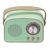 Retro-Radio, kabelloser FM-Radio-Empfang, Retro-Vintage-Radio, unterstützt TF-Karte/USB-MP3-Player/AUX/Bass-Modus, 115 x 78 x 61 mm, tragbares Radio (grünes Gras)
