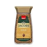 Jacobs Gold löslicher Bohnenkaffee, Instant Kaffee, 100 g im Glas, für 56 Getränke