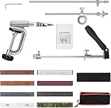 MusyVocay Professionelle Hand-Messerschärfer 8 Schleifsteine, Messerschärfer mit 360° drehbarem Design für Haushaltsküche, Schleifen von Präzisionsteilen