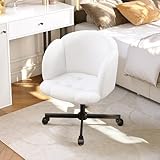 Kebnor Drehstuhl,Schreibtischstuhl,Bürostuhl,Computerstuhl,10cm Höhenverstellbar .360° gedreht Werden,Teddy,beige,B66× T64 × H87 cm
