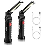 eecoo LED Arbeitsleuchte Taschenlampe COB LED Werkstattlampe Inspektionsleuchten mit Haken und Magnethalter, LED Campinglampe für Auto Reparatur Werkstatt Garage Camping Notbeleuchtung（2 Stück，Groß）