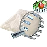 lohill Obstpflücker ​Erntehelfer, Metall Apfelpflücker Obstpflücker mit Stoffbeutel, Fruit Obst Picking Tools mit Baumwollbeutel, Beerenpflücker für Apfel Orange Kirschp Pfirsich Birne (14 cm)