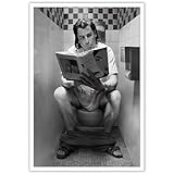 AWTJIS Pulp Fiction Poster, lustiges Badezimmer, Vincent Vega auf Toilette, Badezimmer-Dekor, Wandkunst, Leinwanddruck, schwarz-weiß, Wanddekoration für Badezimmer, Apartmen, ästhetische Dekoration,