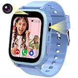 Ruopoem Smartwatch Kinder 4G, Kinder Smartwatch mit GPS und Telefon Videoanruf, GPS Uhr Kinder Anruffunktion SOS Spiel Voice Wecker Schulmodus SIM IP68 Wasserdicht Handy, Geschenke für Mädchen Jungen