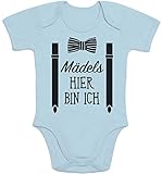Shirtgeil Baby Body für Jungen – Mädels, Hier Bin Ich! – Kurzarm Strampler, Geschenk für Neugeborene Jungen - 0-3 Monate Blau