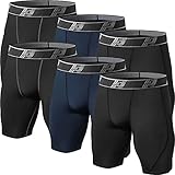 HovSiyla Kompressionsshorts für Herren, Performance, Sport, Workout, athletisch, Laufen, Unterwäsche, Shorts, Spandex, 6er-Pack: 2 x Schwarz, 2 x Schwarz (graue Linie), 2 x Marineblau, Groß