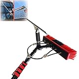 Fensterwischer, Teleskopstange zum Fensterputzen, Reinigung von Solarmodulen und Photovoltaikmodulen, Fensterwasch-Reinigungsset (mit Schaber), 35 cm Bürstenkopf, 12 m
