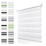 Doppelrollo Klemmfix ohne Bohren Weiß B45 x H100 cm(Stoffbreite 41cm) Rollos für Fenster ohne Bohren Rollo Klemmrollo Stufenlos Verstellbar Fensterrollo Kindersicherung Lichtdurchlässig/Verdunkelnd