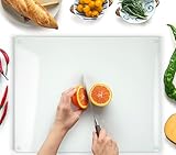 Kitchenville Glasschneidebrett 50×40 cm – Hygienisches Schneidebrett aus gehärtetem Glas – Hitzebeständig, Kratzfest & Rutschfest – Glasplatte für die Küche – Transparentes Design