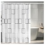 Duschvorhang Antischimmel, 180X200cm Duschvorhang, Wasserdichter Duschvorhang, Waschbar Schnelltrocknender Stoff Polyester Badewanne Vorhang mit 12 Duschvorhängeringen, Badezimmer Vorhang, Weiß
