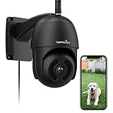 wansview PTZ Überwachungskamera Aussen, 1080P WLAN IP Kamera Outdoor mit Datenschutzbereich,2,4GHz WiFi,Zwei-Wege-Audio,SD Kartenslot,Fernzugriff,RTSP W9 Schwarz