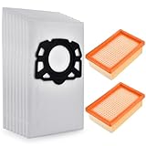 Staubsaugerbeutel-Filterset für Kärcher WD4 WD5 WD6 MV4 MV5 MV6 WD5P WD6P Premium, 8 Beutel ersetzen Art.-Nr. 2.863-006.0 KFI 487, 2 Flachfilter ersetzen Art.-Nr. 2.863-005.0 KFI 4410