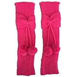Fußwärmer Größe Fashion Kids Children Baby Girls Cute Bowknot Pompom Knit Leg Middle Knee Boot Socks Cuffs Toppers Knierelief (Hot Pink, One Size)