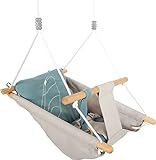 small foot Babyschaukel Seaside aus Holz und Stoff, Moderne Indoor-Schaukel mit Gurt für Babys, ab 12 Monaten, 12327