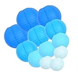 Angoily 12st Hängende Laternen Partylichter Lichterketten Mini-Lichter Schwarze Laterne Runde Ornamente Faltbar Hängend Chinesische Laternen Papier Laternen Blue