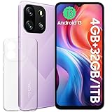 OSCAL Flat 1C Smartphone ohne Vertrag Android 13 Smartphone 6.52 Zoll HD+ Display, 4GB + 32GB / 1TB TF Simlockfreie Handys, 4G Dual SIM Handy Günstig, 8MP Kamera, Gesichtserkennung, 4700mAh, Violett