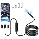 Acoath Endoskopkamera mit Licht, 1920 HD Rohrkamera mit 8 LEDs, IP67 Wasserdichtes Inspektionskamer Handy Gadget, 5M Kanalkamera Werkzeuge für Android & iOS - 2 Lenses