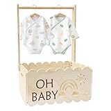 Kiste für die Babyparty – Aufbewahrungskorb aus Holz mit Griff, Organizer für Spielzeugtruhe, Präsentationsbehälter für Kleidung, langlebiges, rustikales Design, Mehrzweck-Wohnaccessoire | Aufbewahrun