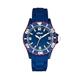 s.Oliver Armbanduhr Jungen Kinder Quarzuhr Analog, mit Silikon Armband, Blau, 3 bar Wasserdicht, Kommt in Uhren Geschenk Box, 2036495