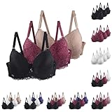 3er-Pack Damen BH Set Spitze Push-Up BH Set Bequemer Spitzen-BH mit Verstellbaren Trägern Eleganter Unterwäsche für Alltag und Freizeit Mehrfarbige BHS