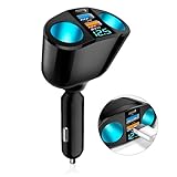 SUNNIFLY Auto Zigarettenanzünder Verteiler, 120W Auto KFZ Ladegerät Adapter mit 2 USB Anschlüssen, 1 USB-C Anschluss und 2 Zigarettenanzünder Anschlüssen, kompatibel mit 12V/24V Fahrzeugen