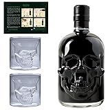 Totenkopf Absinth Set | Shot of Death | 1x Schwarzer Absinth Hamlet Hardcore Black von ALANDIA | 2x Skull Gläser | 69% | 0,5 l