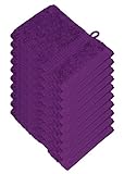 Miamar 10 er Set Waschhandschuh 15 x 21 cm weich saugstark in 15 Farben erhätlich 500g/m² 100% Baumwolle Öko-Tex Lila